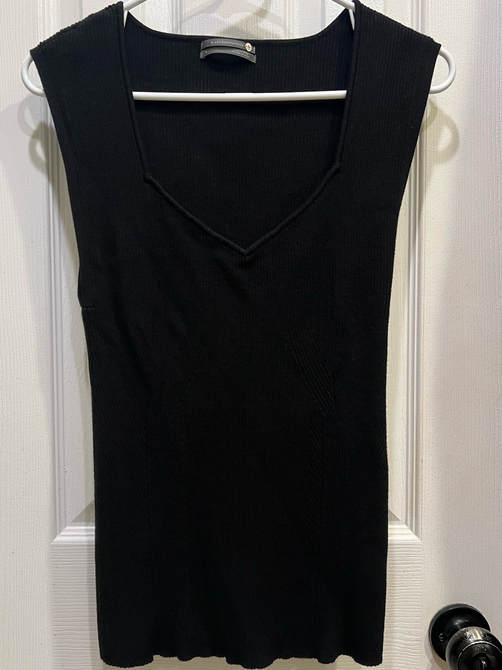 Anthropologie Black Ribbed V-Neck Tank